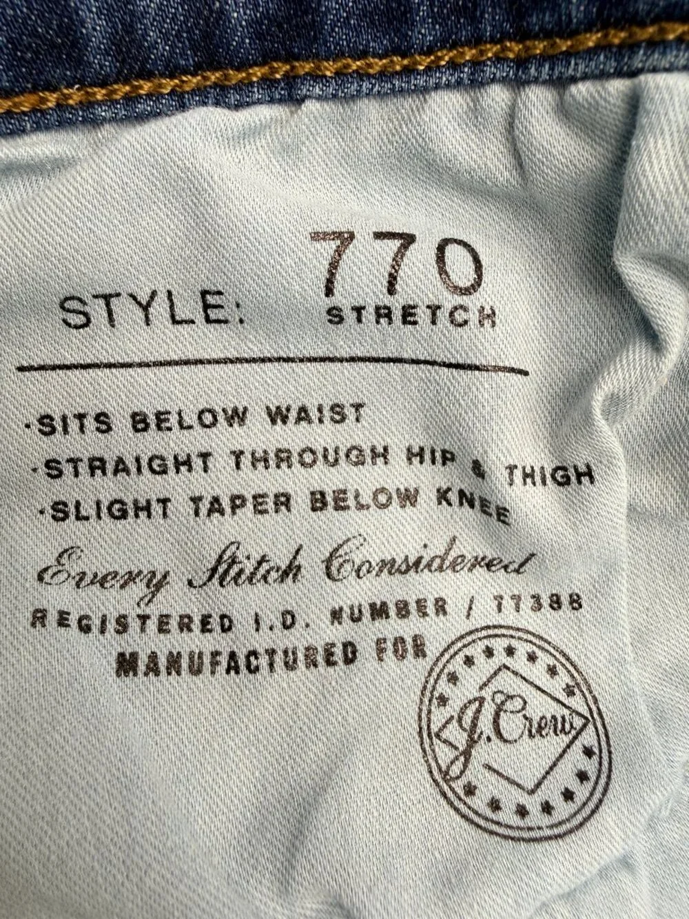 J CREW Men's‎ EUC 770™ Stretch Straight-fit Jeans | Size W34 x L34